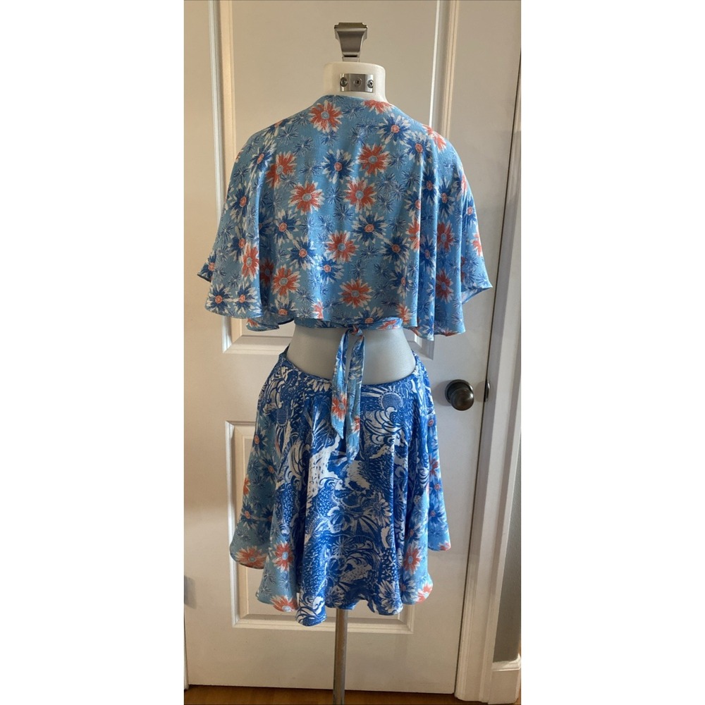 Free People Dark Star Floral Cutout Mini Dress Blue Size Small S Tropical Beachy - Picture 7 of 15